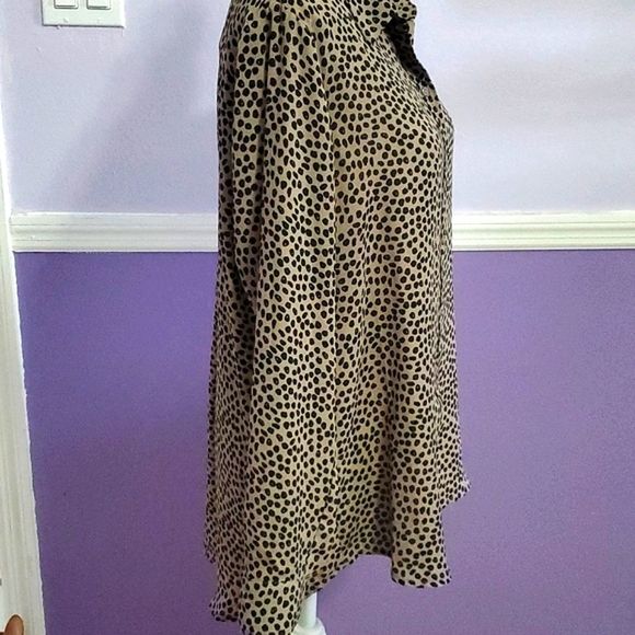 Apt. 9 Tan Spotted Button Down Long Sleeve Tunic Top - Picture 3 of 8